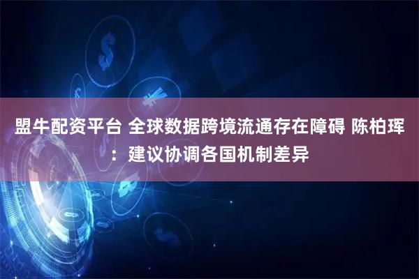 盟牛配资平台 全球数据跨境流通存在障碍 陈柏珲：建议协调各国机制差异