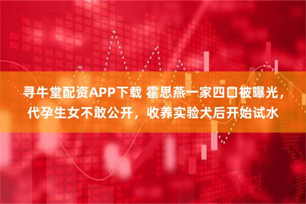 寻牛堂配资APP下载 霍思燕一家四口被曝光，代孕生女不敢公开，收养实验犬后开始试水